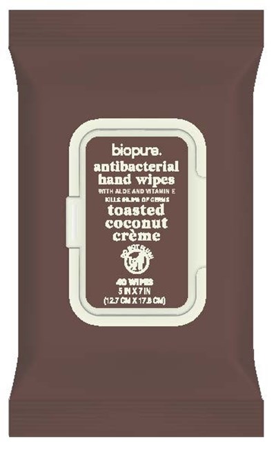 Antibacterial Wipes (Biopure Antibacterial Wipes Toasted Coconut Creme Label3)